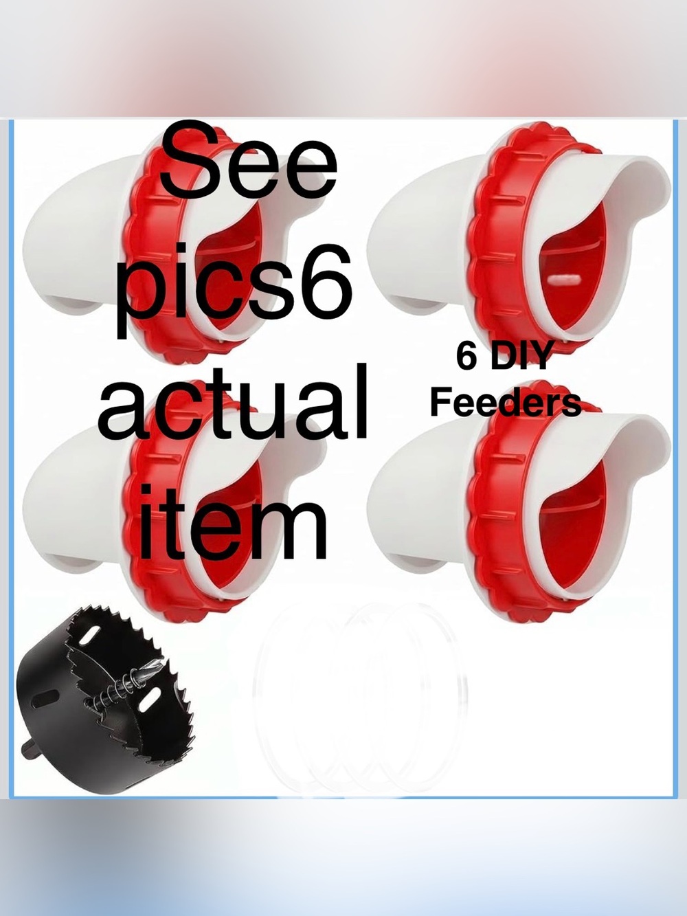 New Open Box DIY Chicken Feeder Ports, 6 Ports Chicken Feeder No Waste, DIY Kit
